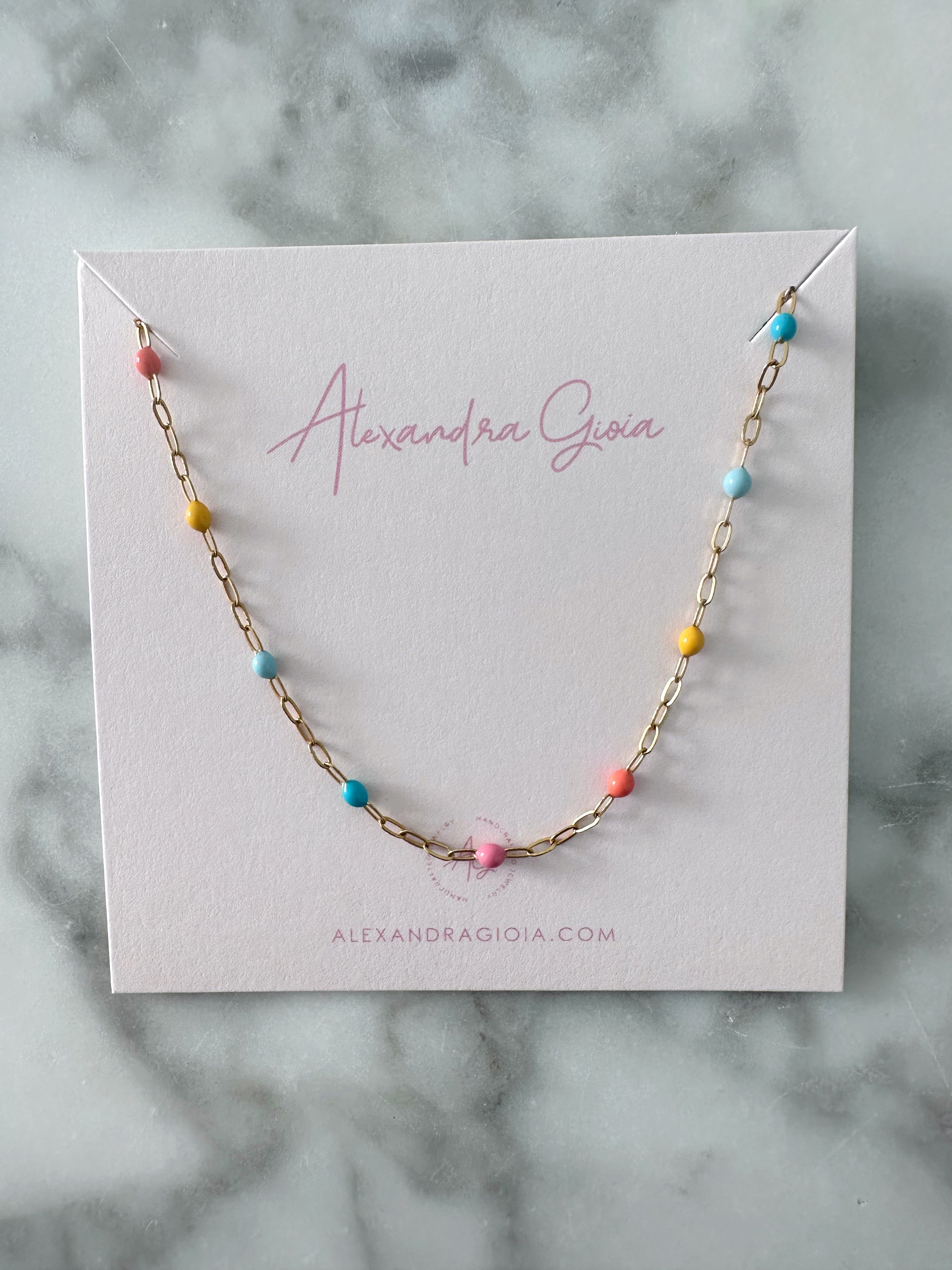 Gold Filled Enamel Necklace (Multi-Color)