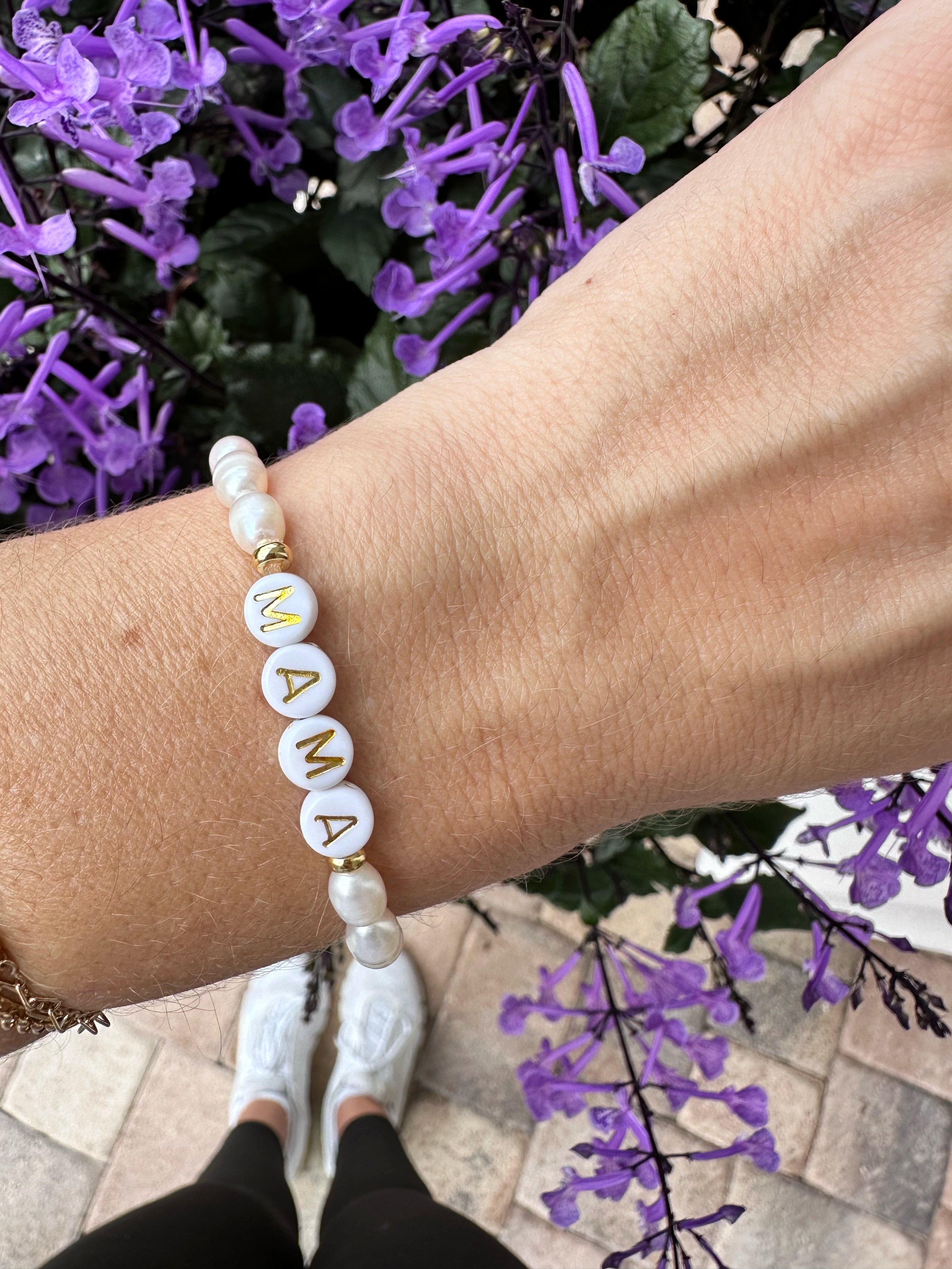"MAMA" Bracelet + Pearl Beading