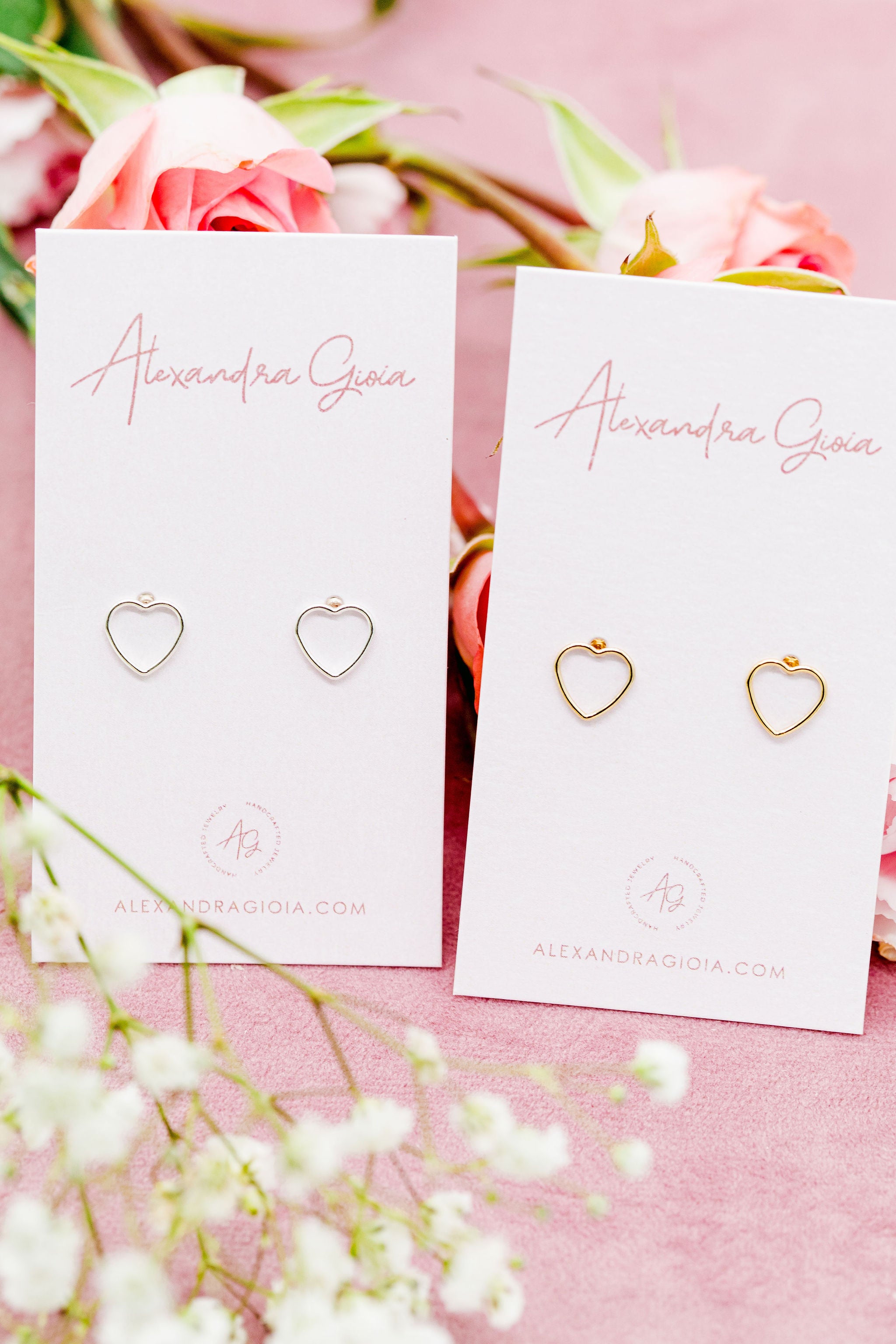 Open Heart Stud Earrings