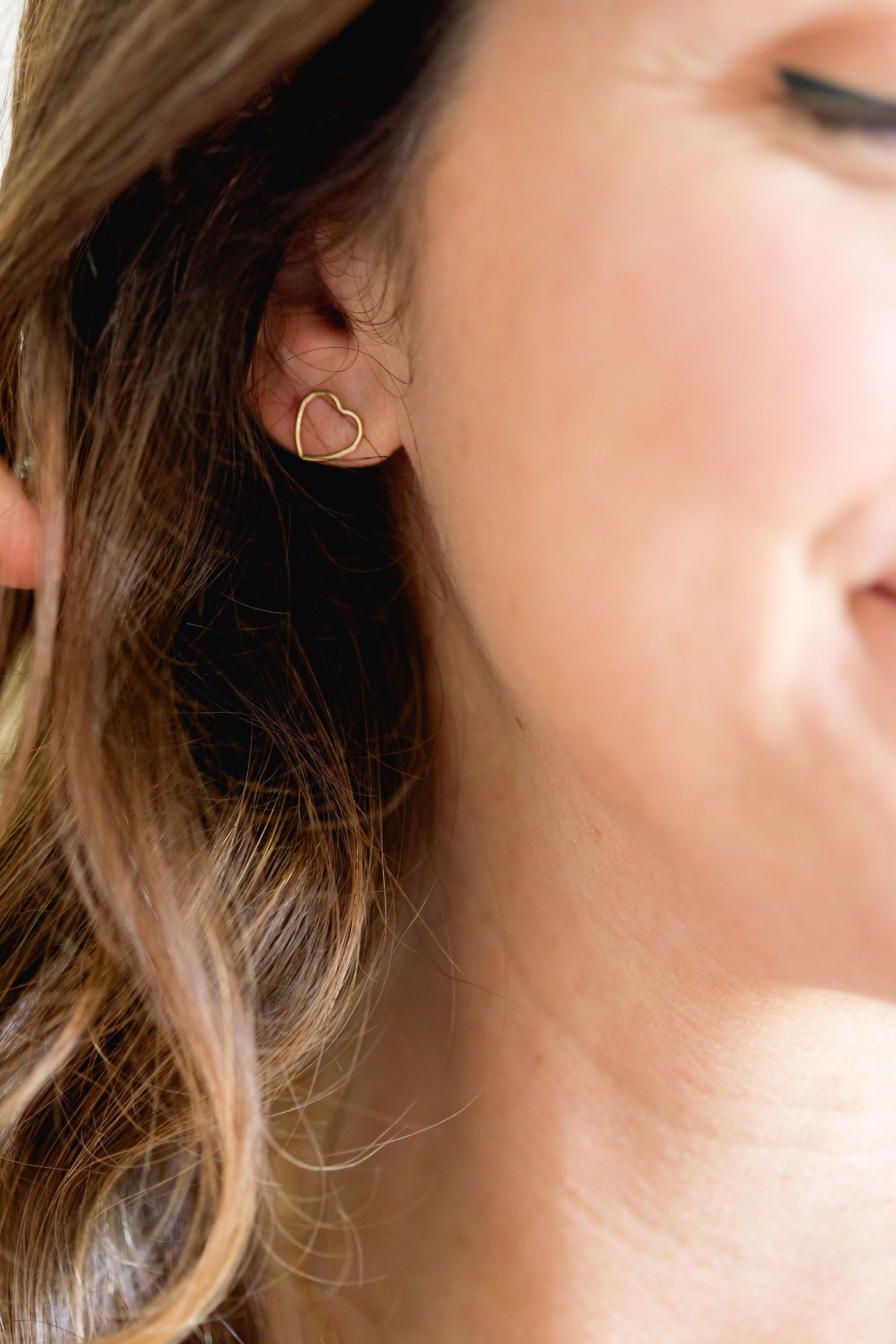 Open Heart Stud Earrings