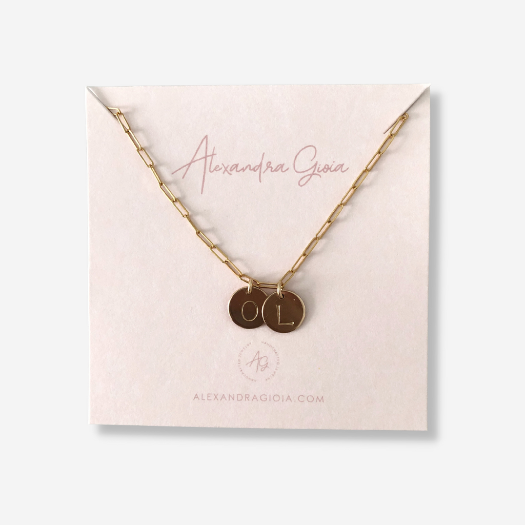 【AMY O】Initial Disc Bead Chain Necklace 刻印 ネックレス♪ Gold Initial Disc Necklace, Personalized Necklace, Engraving