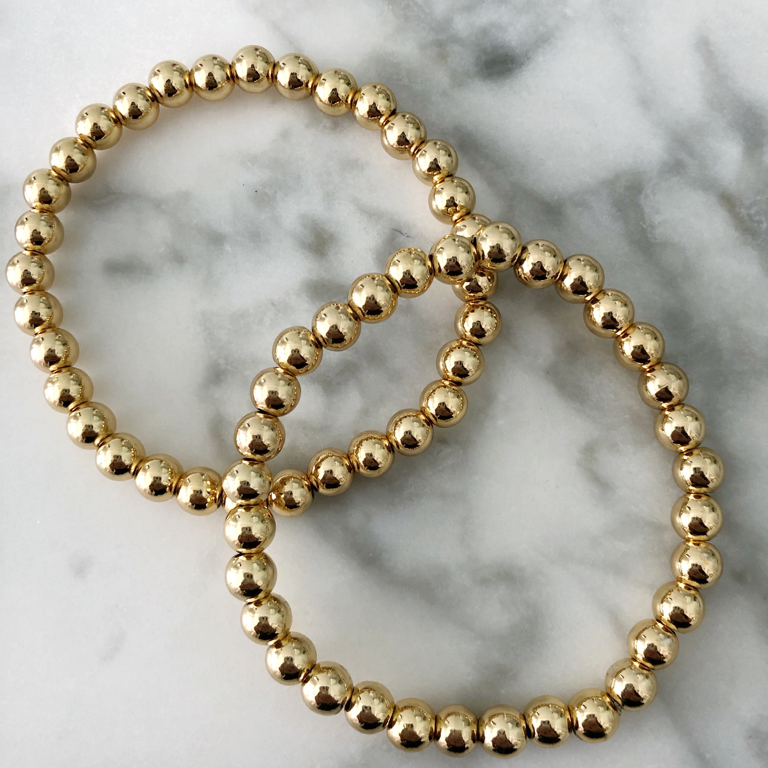 6MM Gold Ball Beaded Stackable Bracelet
