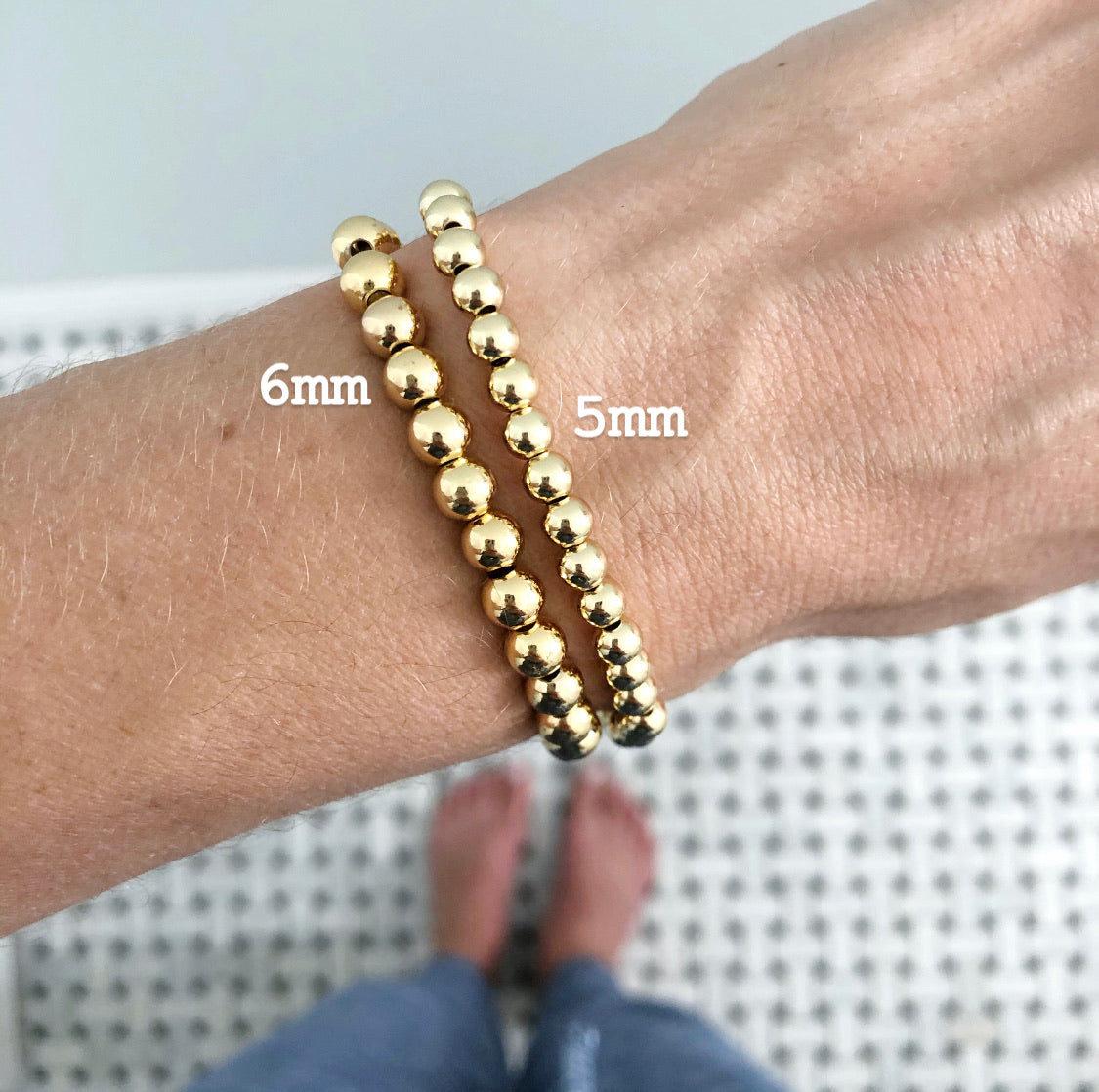 5MM Gold Ball Beaded Stackable Bracelet