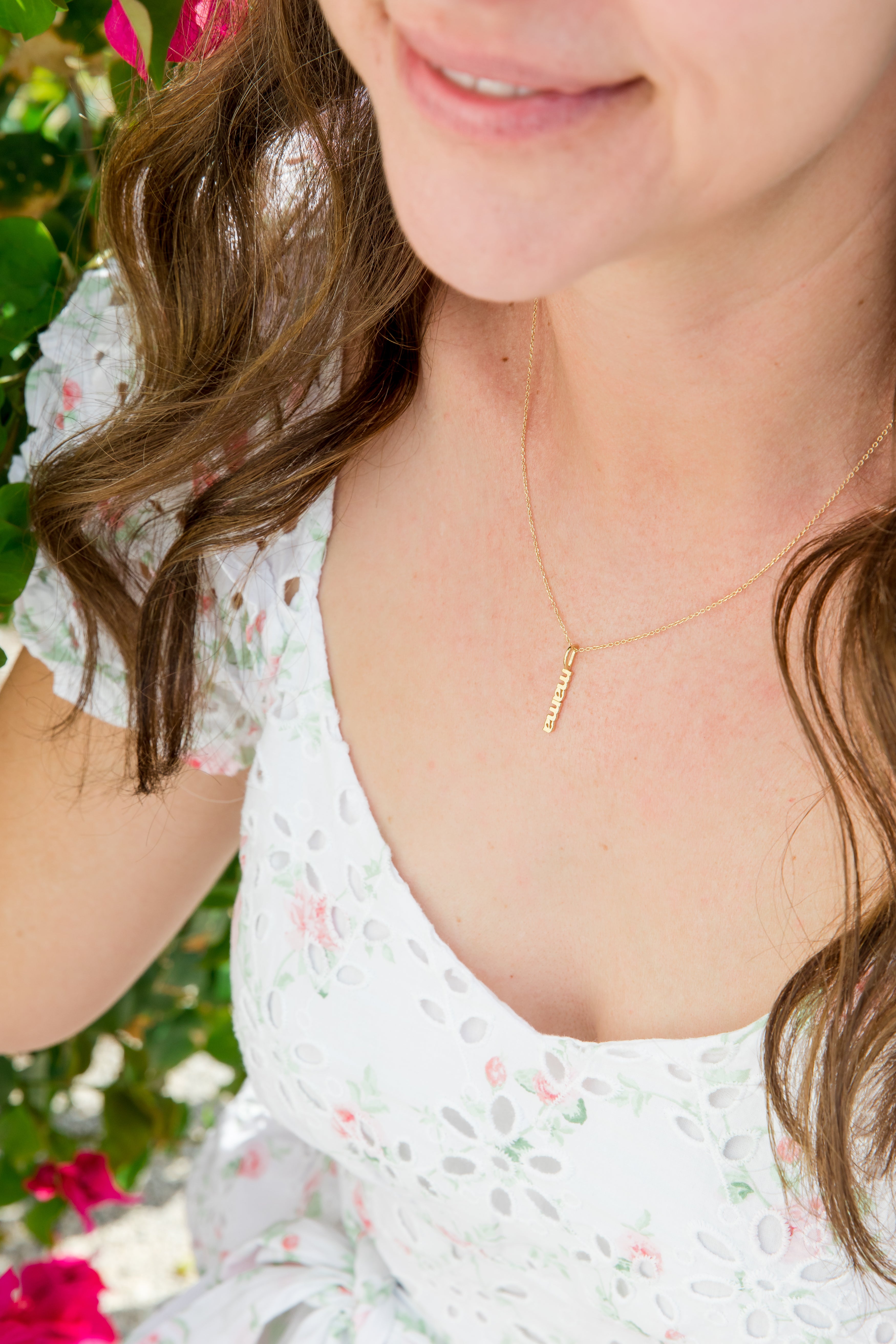 14kt Gold MAMA Necklace {Vertical}