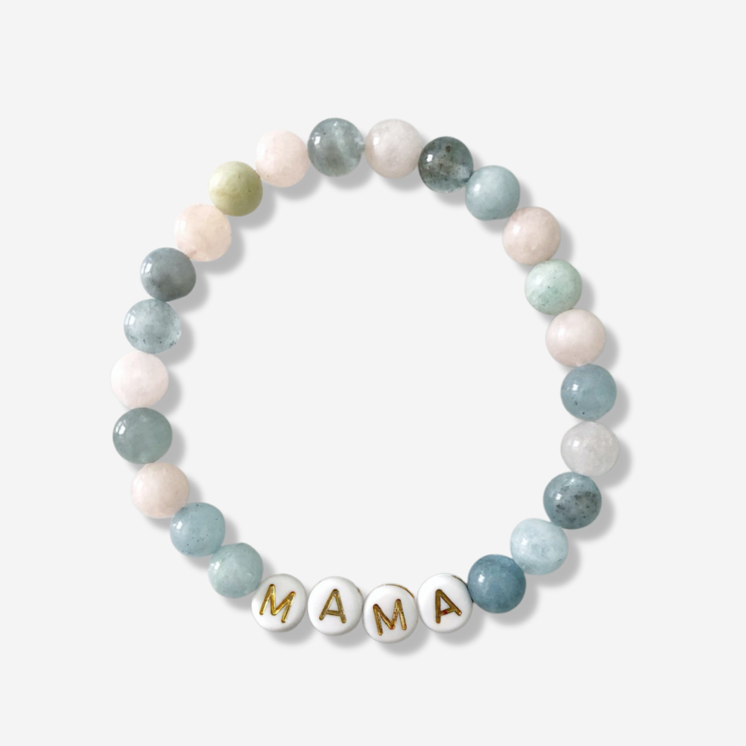 "MAMA" Bracelet + Morganite Beading