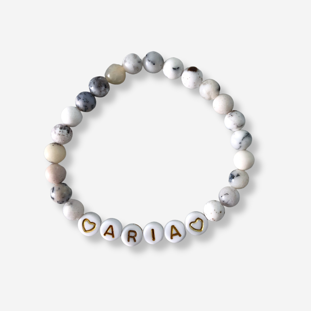 Custom Name Bracelet | White Opal