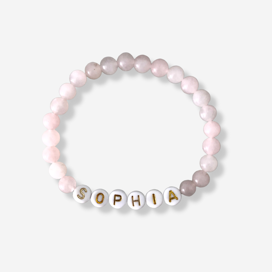 Custom Name Bracelet | Pink Jade
