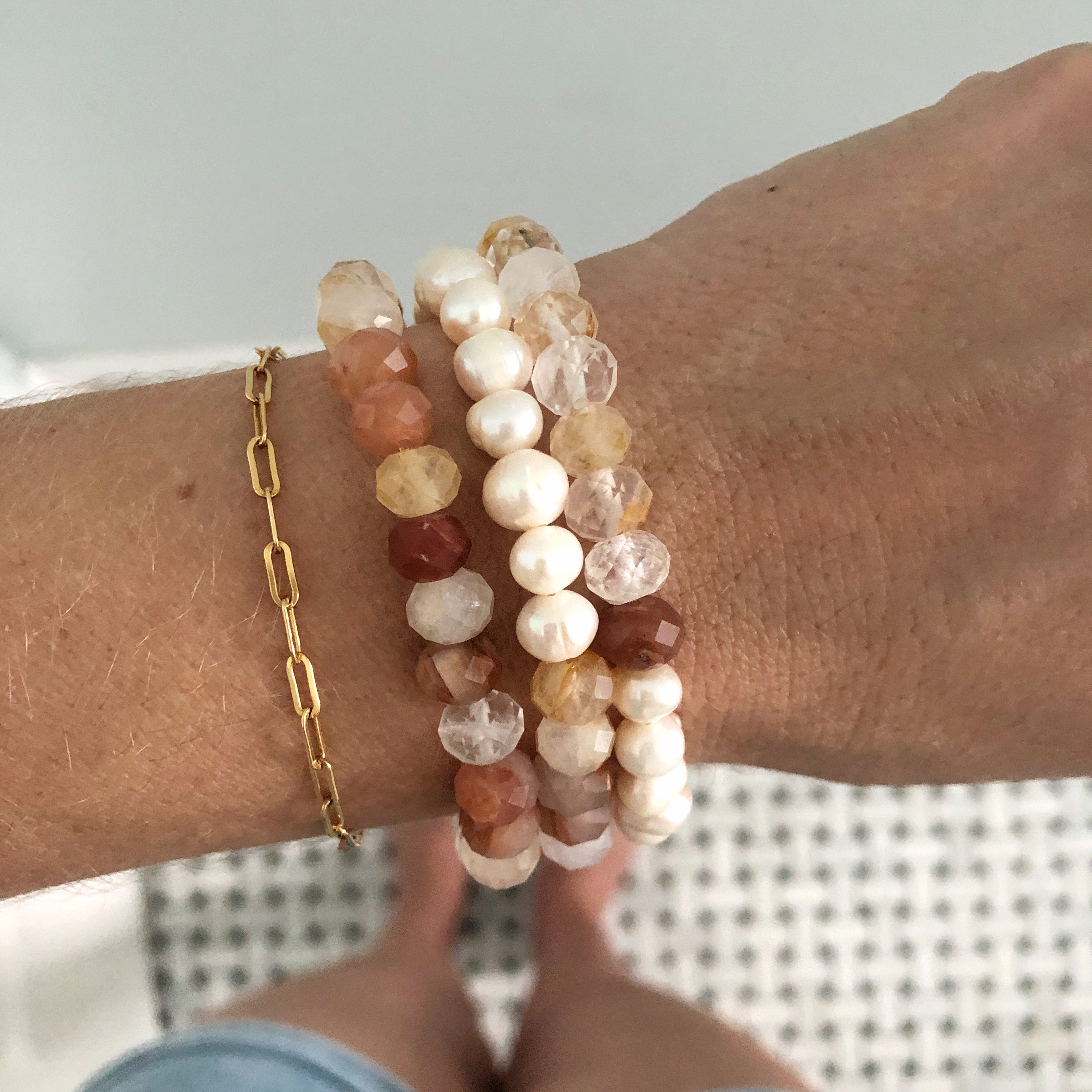 Capri Pearl Bracelet {Rose Quartz} – Alexandra Gioia