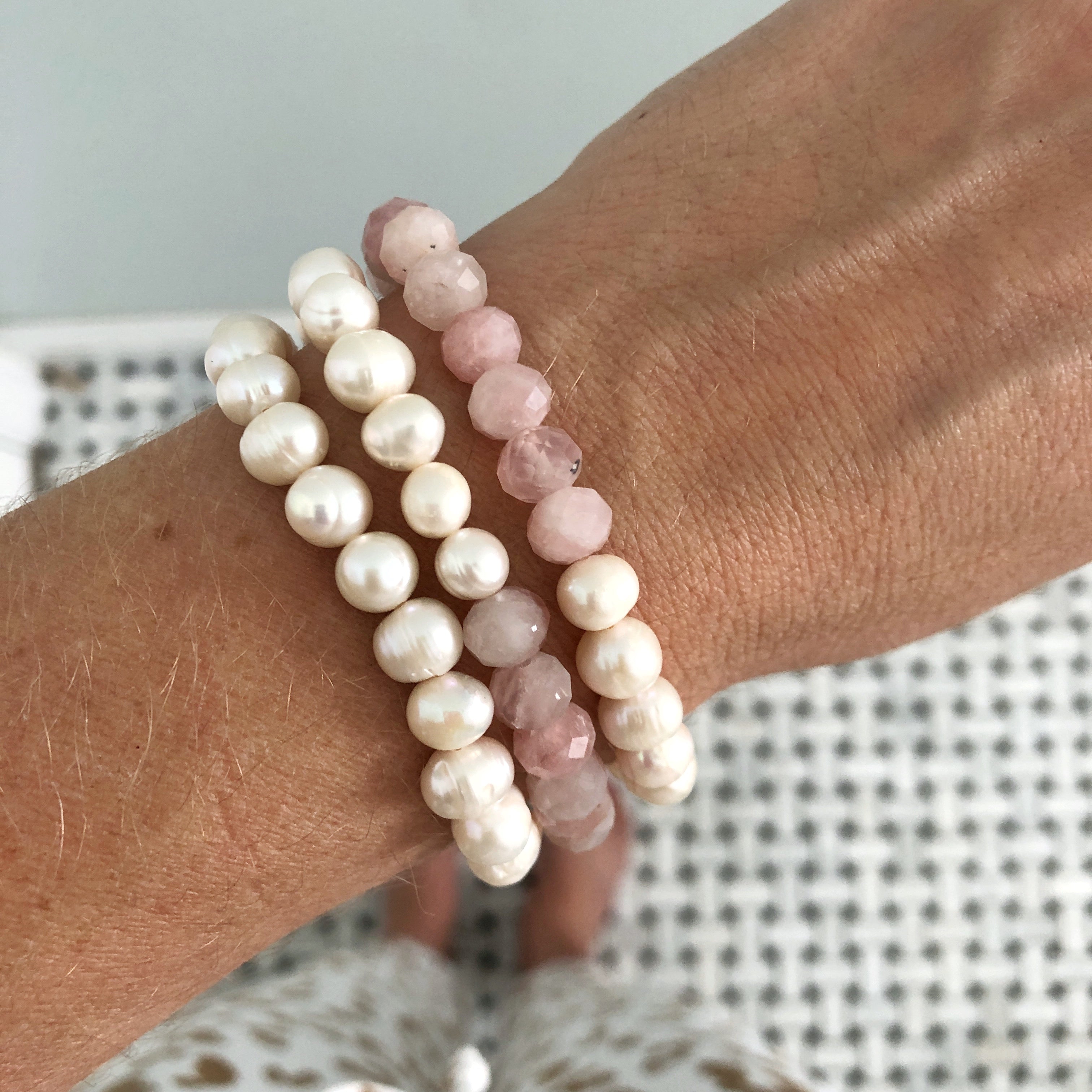 Capri Pearl Bracelet {Rose Quartz} – Alexandra Gioia