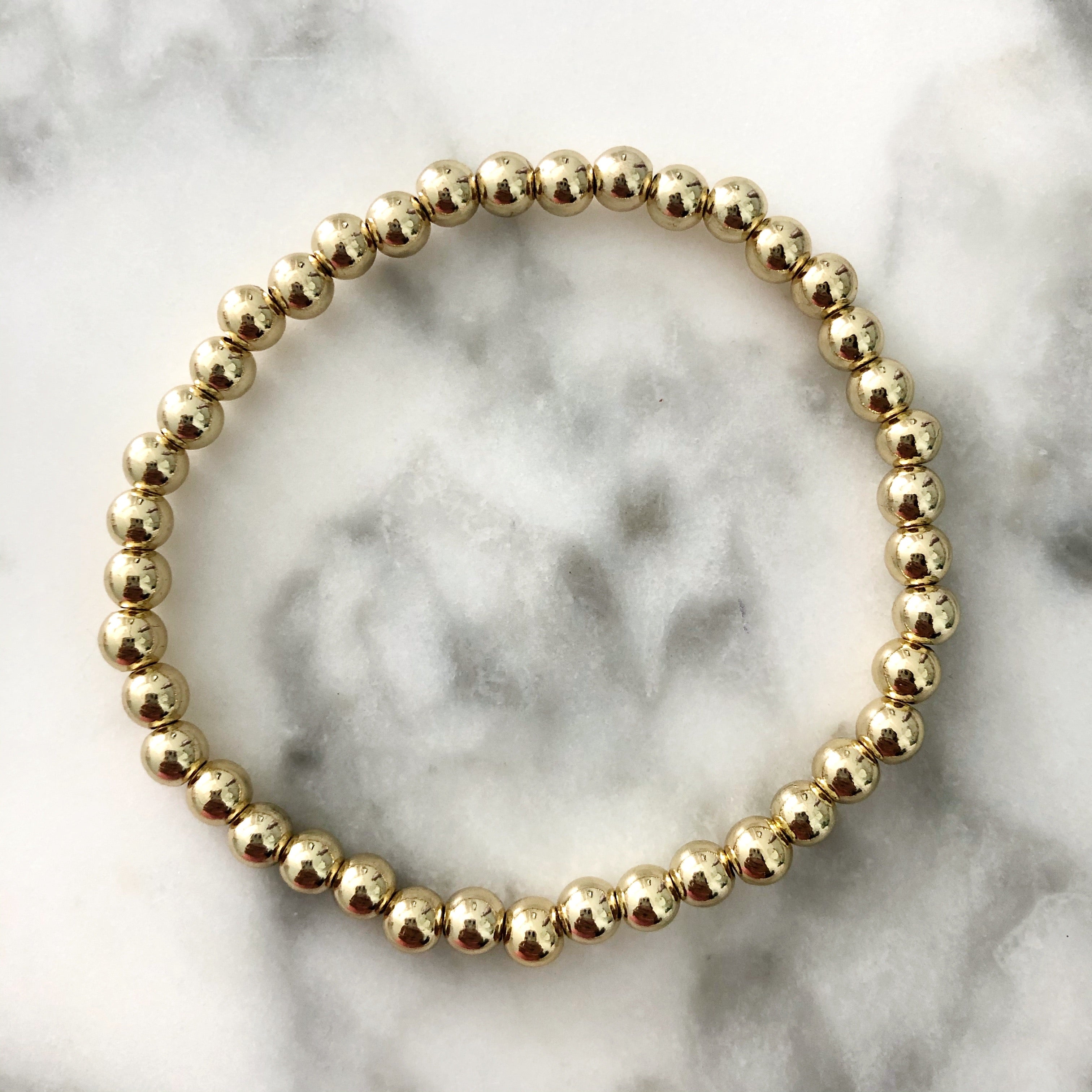 Birthstone Beaded Name Bracelet - Gold - February
